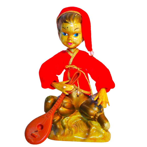 60s Vintage Tislo Magical Fantasy Golden Pixie Elf Figure - Picture 1 of 11